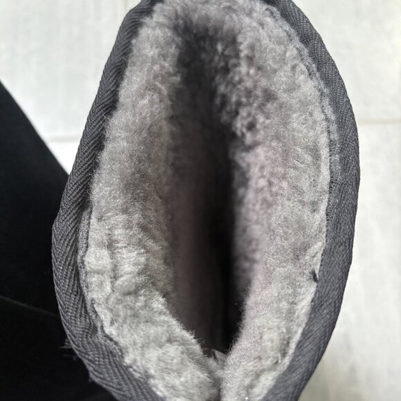 UGG Knightsbridge Tall Suede Shearling Lined Back Zip Boots Black Size 8 - Picture 7 of 13